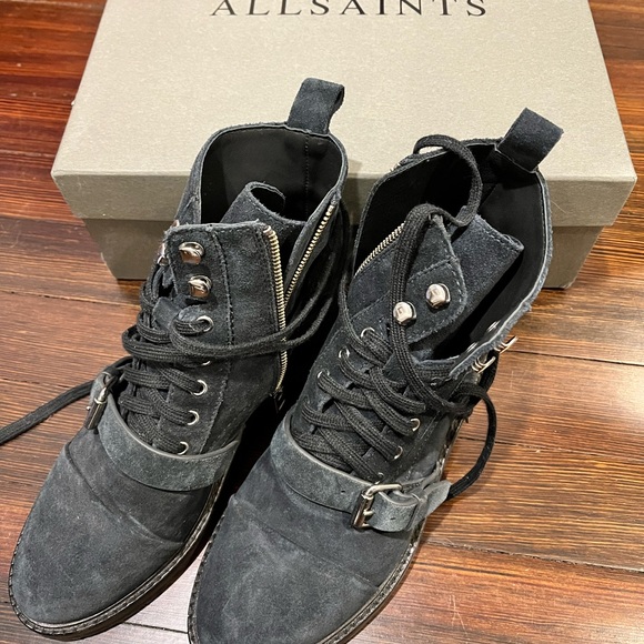 Allsaints Donita suede combat boots - Picture 2 of 6